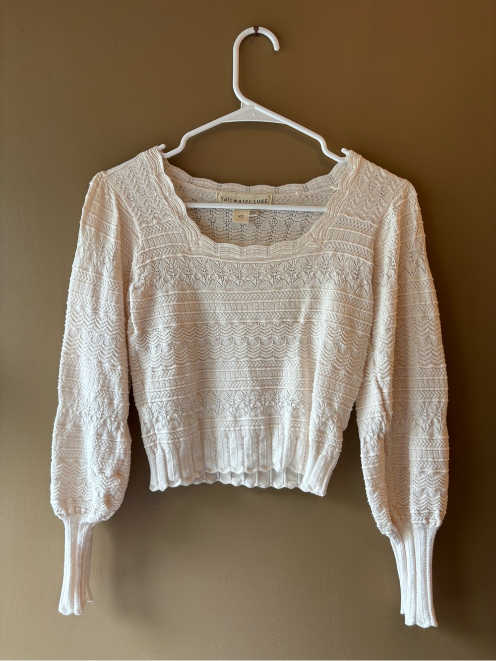 Cream Knit Cropped Sweater Top